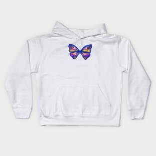 Watercolour Butterfly 1 (blue background) Kids Hoodie